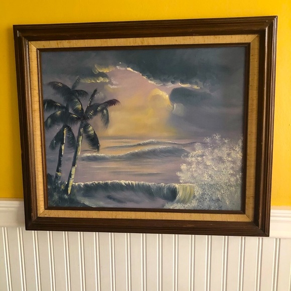 Original Acrylic Painting Ocean Shore Scene by CT - Picture 1 of 9